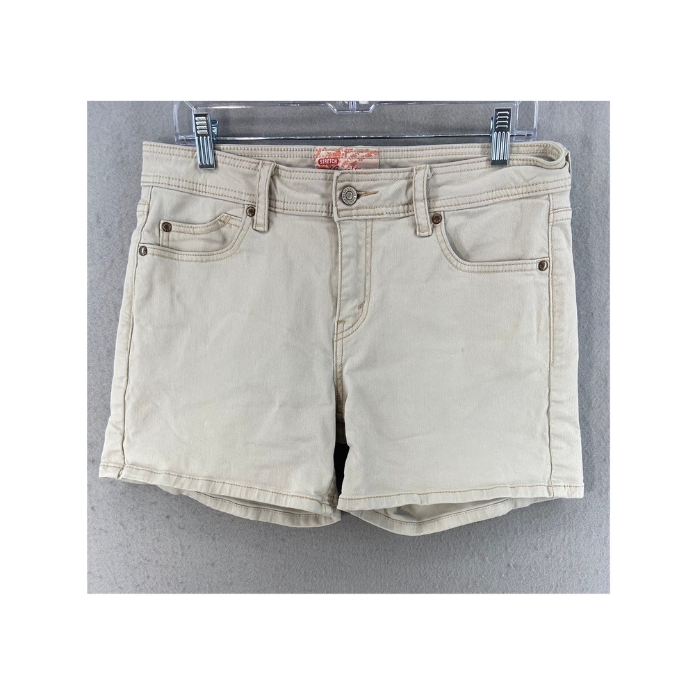 Signature by Levi Strauss Denim Shorts Womens 10 Tan Khaki Stretch Mid Rise